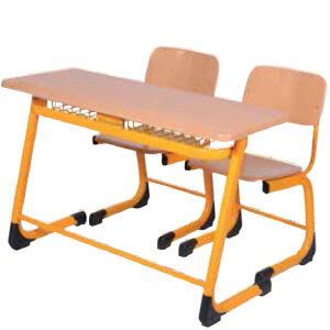 Collaborative Double Student Desk & Chair Set – Yellow Frame