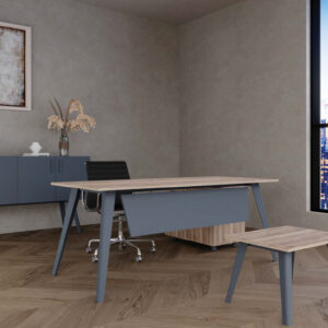 Modern Muted Tone Office Furniture Set – Grey & Light Wood