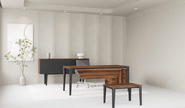 Executive Office Furniture Suite - Modern Walnut & Black - Image 2