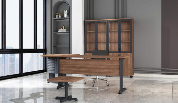 Executive Office Furniture Suite - Modern Walnut & Black