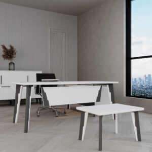 Modern Muted Tone Office Furniture Set – Grey & Light Wood