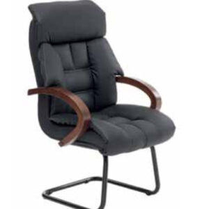 Executive Guest / Conference Chair with Wood Arms – Black