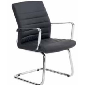 Give your office a professional touch with this stylish visitor chair. Designed for reception areas, meeting rooms, or guest seating, it features a gently curved high backrest and padded seat upholstered in premium black PU leather. The cantilever chrome frame ensures stability and a sleek, modern look.