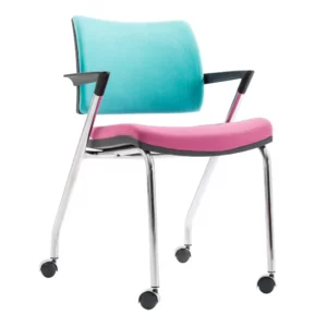 Modern Two-Tone Mobile Meeting Chair – Aqua & Pink