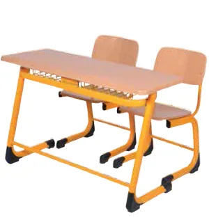 Ensemble Bureau Double & Chaises — Cadre Jaune