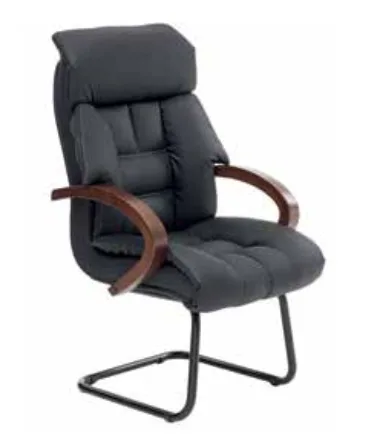 Chaise Invité / Conférence — Accoudoirs Bois, Noire